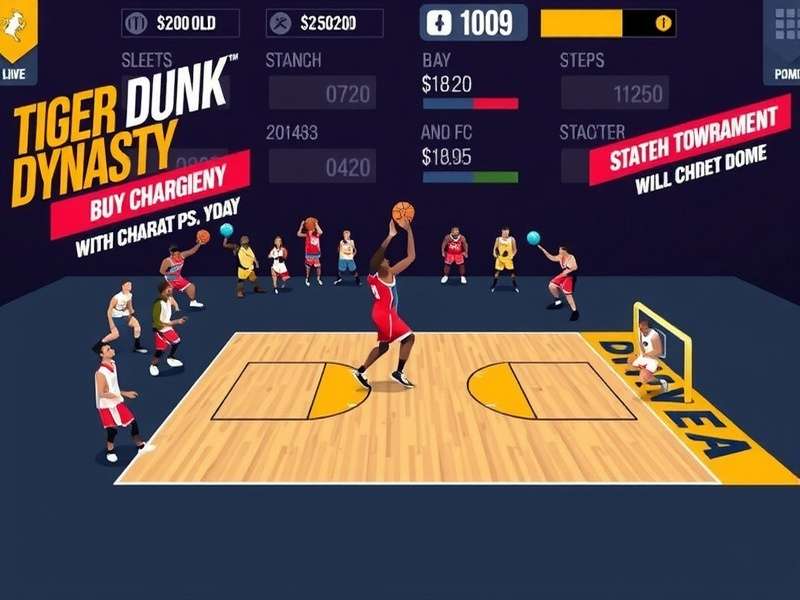 Tiger Dunk Dynasty gameplay screenshot showing basketball action